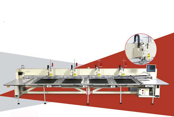 Machine à coudre entièrement automatique à quatre têtes pour le cuir